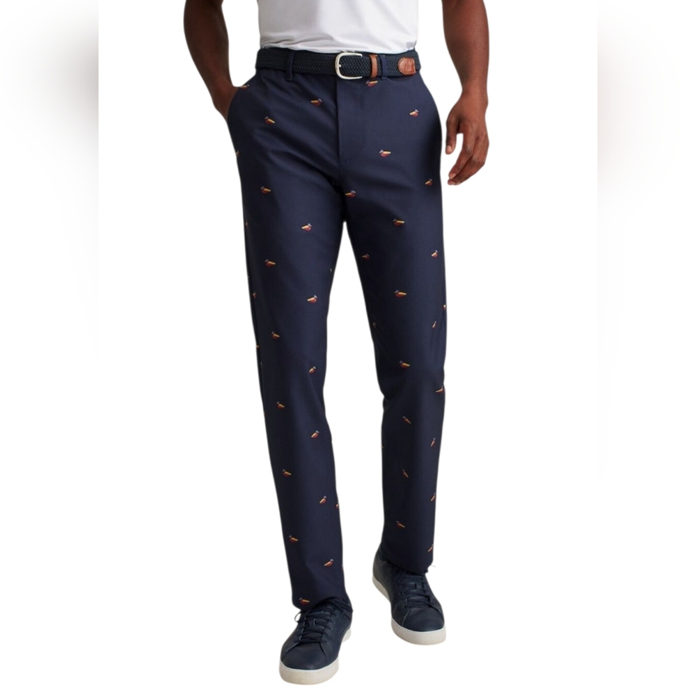 BONOBOS Men's Slim Golf Pants - NAVY with Duck Print